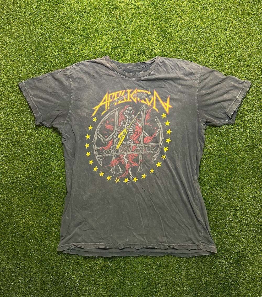 Y2K 2000s Affliction American Metal T-Shirt Size X-Large Graphic Distressed